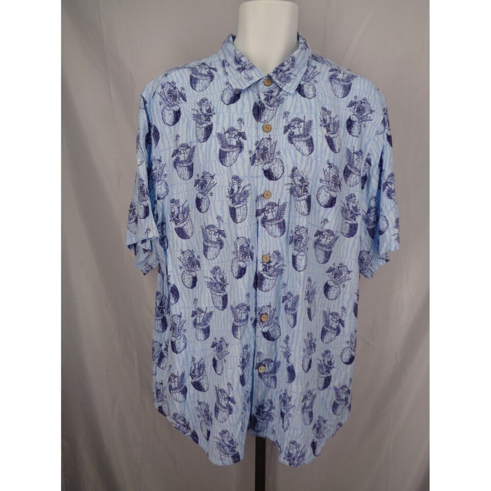 Tommy Bahama Veracruz Cay Colada Blue Hawaiian Camp Shirt Size XL Mens